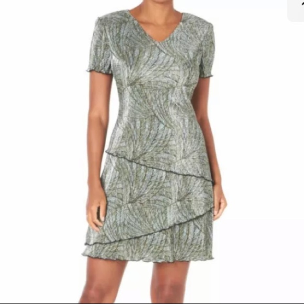 Connected Apparel MINI Dress TIERED Sage Green 6P